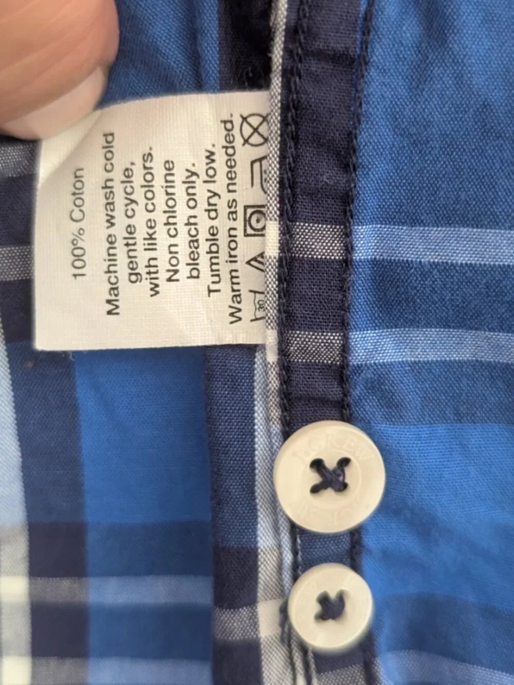 Mens J. Crew Long Sleeve Button Down Blue Plaid Shirt Large